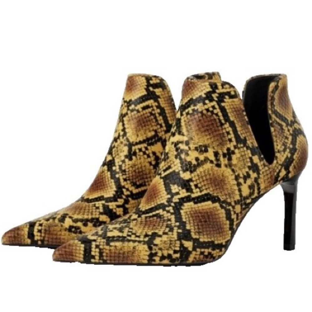 ZARA TRAFALUC SNAKE ANIMAL PRINT MID HEEL ANKLE BOOTS YELLOW NEW SIZE 37